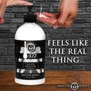 Master Series Jizz Unscented Water-Based Lube 16 Oz in a pump bottle with creamy texture for realistic fluid feel.