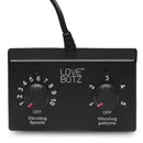 LoveBotz 50X Saddle Pro Sex Machine with 4 Attachments control panel for vibrating speeds and patterns.