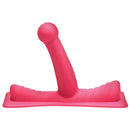 LoveBotz 50X Saddle Pro Sex Machine with 4 Attachments in vibrant pink silicone, designed for customizable pleasure.