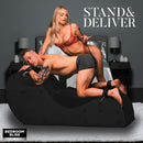 Bedroom Bliss Bondage Love Couch Sex Furniture Black showcased in intimate setting with couple exploring restraint play.
