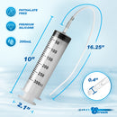 CleanStream Enema Syringe with Tube 300ml Clear with clear measurement markings and smoothly tapered tip.