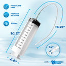CleanStream Enema Syringe with Tube 550ml Clear showcasing precise measurement markings and tapered tip for comfort.