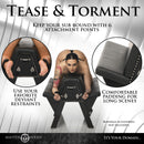 Master Series Bareback Submission Horse Bondage Bench Black features 6 attachment points for secure restraint and comfort.