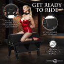 Master Series Bareback Submission Horse Bondage Bench Black with padded frame and six attachment points for bondage accessories.