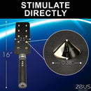 Zeus Electrosex E-Stim Spiked Paddle Black with metal spikes and dimensions for impact play.