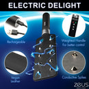 Zeus Electrosex E-Stim Spiked Paddle Black features conductive spikes, rechargeable design, and vegan leather material.