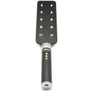 Zeus Electrosex E-Stim Spiked Paddle Black featuring conductive metal spikes and a smooth surface for impact play.