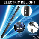 Zeus Electrosex 17.25 Inch E-stim Baton Black with features highlighting weighted handle and pin point stimulation.