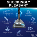 Zeus Electrosex Rechargeable E-Stim Crop Black features conductive rod, sturdy handle, and rechargeable design for E-Stim play.
