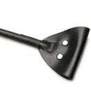 Zeus Electrosex Rechargeable E-Stim Crop Black close-up, showcasing the black leather tip and flexible handle.