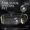 Master Series Tracer Vegan Leather Tracking Collar Black size and features diagram for pet tracking.