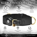 Master Series Tracer Vegan Leather Tracking Collar Black with adjustable collar and tracking device compatibility.