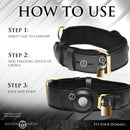 How to use Master Series Tracer Vegan Leather Tracking Collar Black: adjust size, add tracker, lock and enjoy.