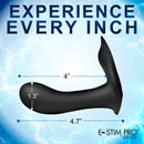 Zeus Electrosex E-Stim G-Spot Silicone Panty Vibe Black with measurements displayed.