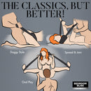 Illustration of sexual positions featuring Lover's Doggy Style Position Strap Black for enhanced intimacy.