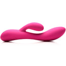 10X Flexible Silicone Rabbit Vibrator Pink showcasing its innovative design for dual stimulation.