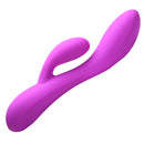 10X Flexible Silicone Rabbit Vibrator Purple showcasing its sleek design and dual stimulation features.