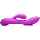 10X Flexible Silicone Rabbit Vibrator Purple featuring a sleek, body-safe design for internal and clitoral pleasure.