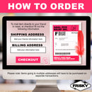 How to order the Frisky Anal Itch Relief Joke Gift with shipping and billing information.