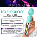 10X Turquoise Dual Ended Silicone and Glass Wand with silicone massager head and glass handle.