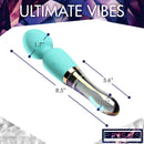 10X Turquoise Dual Ended Silicone and Glass Wand dimensions and design detailed with vibrant colors.