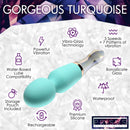 10X Turquoise Dual Ended Silicone and Glass Wand featuring silicone massager head and borosilicate glass handle.