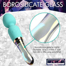 10X Turquoise Dual Ended Silicone and Glass Wand featuring durable borosilicate glass and soft silicone head.