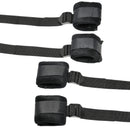 Bedroom Bliss Lover's Bed Restraint System Black with padded cuffs and durable nylon straps for light bondage.