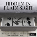 Bedroom Bliss Lover's Bed Restraint System Black stored neatly in a drawer, showcasing its discreet design.