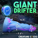 Creature Cocks Nomura Jellyfish Silicone Dildo highlighting dimensions and oceanic design details.