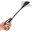 Master Series Stallion Riding Crop 12 Inch Black held in hand, showcasing its design for impact play.