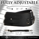 Master Series Forced Orgasm Belt with Saddle Straps Black with adjustable sizing and secure fit for enhanced experiences.