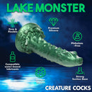Cockness Monster Lake Creature Silicone Dildo showcased with premium silicone, unique texture, and strong suction base.