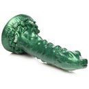Cockness Monster Lake Creature Silicone Dildo in iridescent green with long-necked design, ribbed shaft for sensations.