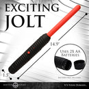Master Series Spark Rod Zapping Wand shown with dimensions, uses 2x AA batteries, delivering exciting electro sensations.