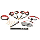 Bedroom Bliss Lover's Deluxe Bondage Set Black including cuffs, blindfold, ball gag and more.