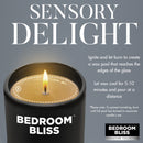 Bedroom Bliss Lover's Massage Candle Vanilla glowing, creating a warm wax pool for sensual massage.