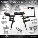 Master Series Obedience Chair with Sex Machine Black features a fully adjustable design and detachable thrusting machine for ultimate pleasure.
