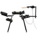 Master Series Obedience Chair with Sex Machine Black featuring adjustable padded bench and detachable thrusting machine.