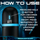 How to use LoveBotz The Milker Mega-Pod Sucking Masturbator with on/off and suction mode instructions.