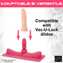 LoveBotz Saddle Adapter with Realistic Dildo Pink compatible with Vac-U-Lock dildos for customizable pleasure.