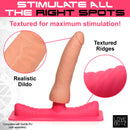 LoveBotz Saddle Adapter with Realistic Dildo Pink displaying textured realistic dildo for maximum stimulation.