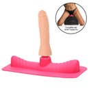 LoveBotz Saddle Adapter with Realistic Dildo Pink featuring a realistic silicone dildo for customizable pleasure.