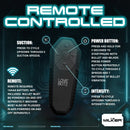 Remote control for LoveBotz The Milker Stamina Automatic Suction Masturbator featuring suction settings and vibration modes.
