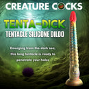 Tenta-Dick Tentacle Silicone Dildo showcased underwater, featuring vibrant colors and textured design for adventurous play.