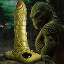 Creature Cocks Scaly Swamp Monster 3 Foot Giant Dildo depicted with a green scaly texture and pink tip in a swampy setting.