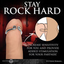Master Series Kingpin Stainless Steel Glans Ring 24mm on a finger, designed for heightened sensitivity and stimulation.