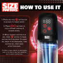 Size Matters Sucking Penis Pump with Attachments how to use instructions and features displayed on the device.