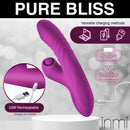Bumping Bunny Thrusting & Pulsing Silicone Rabbit Vibrator, USB rechargeable with versatile charging methods, by Inmi.
