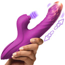 Bumping Bunny Thrusting & Pulsing Silicone Rabbit Vibrator with thrusting and vibration features, shown in a hand.